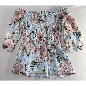 Chenault Floral Off-Shoulder Smocked Blouse